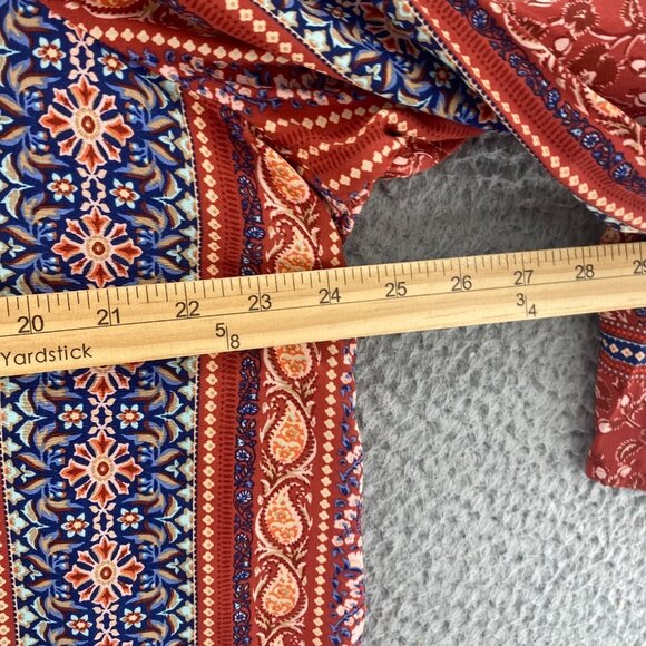 J Jill Top Womens 2X Plus Brown Multi Floral Paisley Long Raglan Sleeve Tunic - Picture 8 of 10